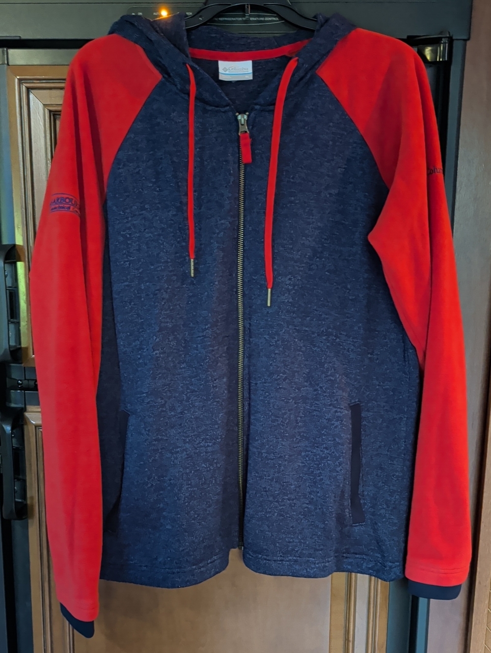 Columbia Navy Blue and Red Full-Zip Hoodie